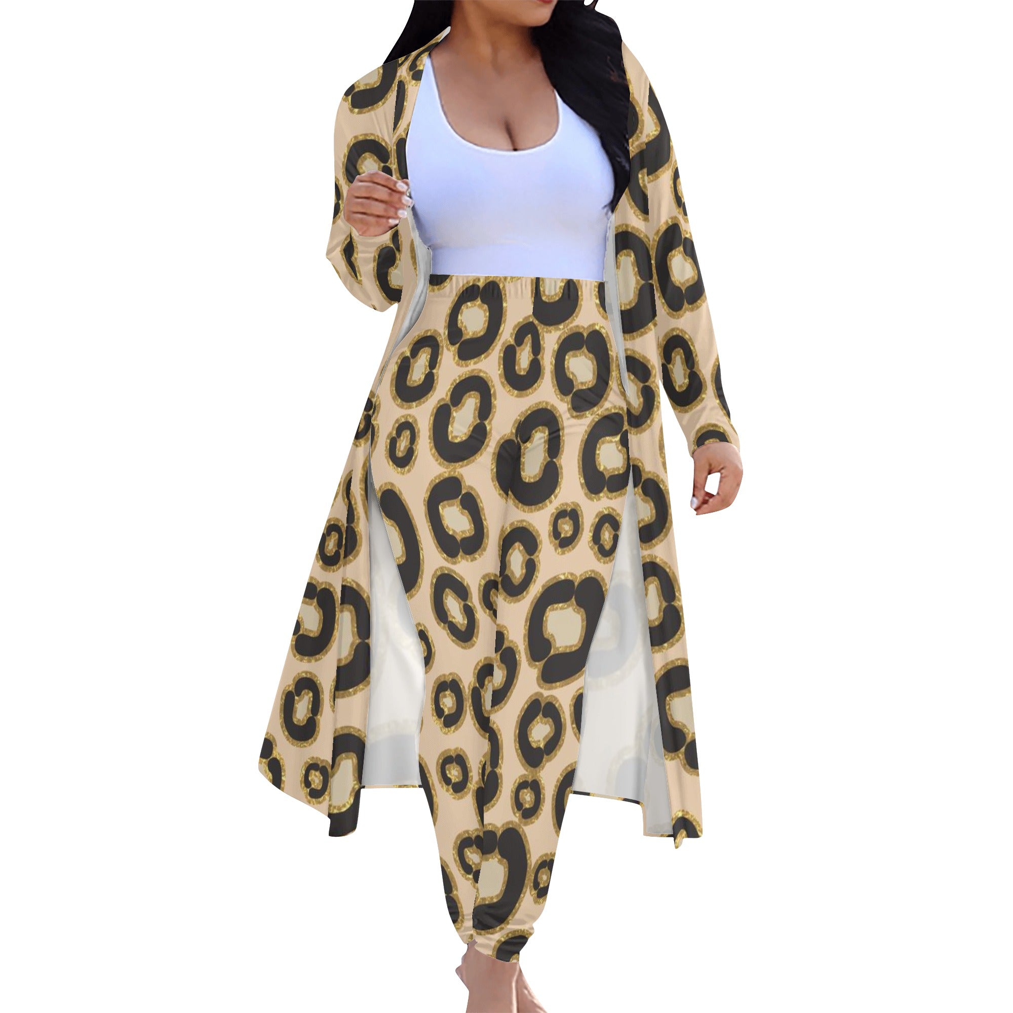 Women's Long Sleeve Cardigan and Leggings 2pcs