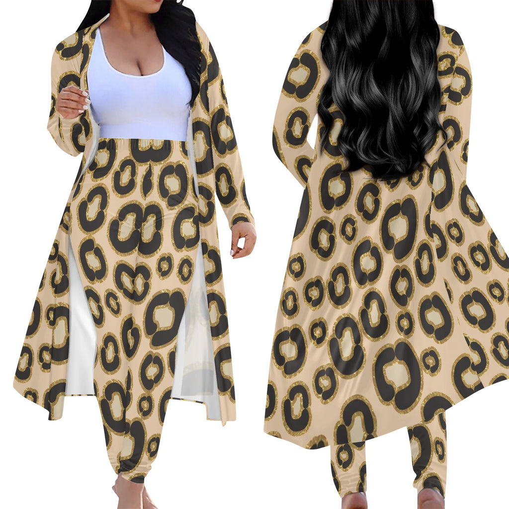 Women's Long Sleeve Cardigan and Leggings 2pcs