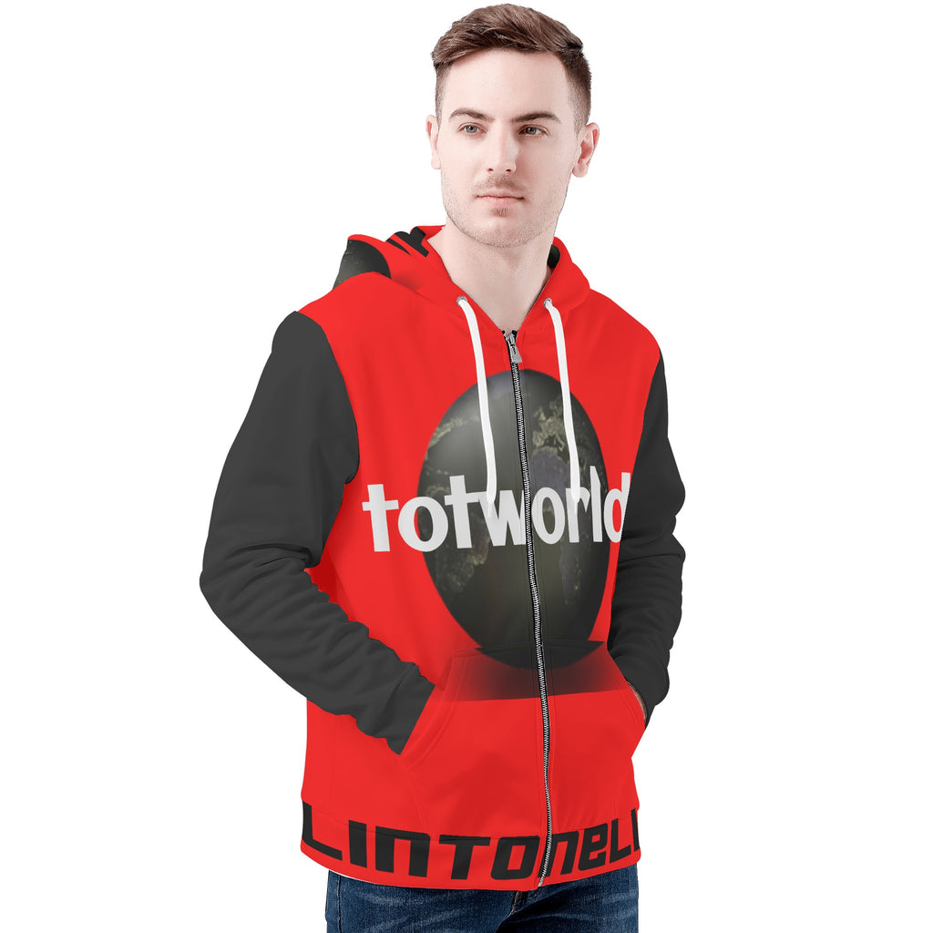 Mens All Over Print Zip Hoodie
