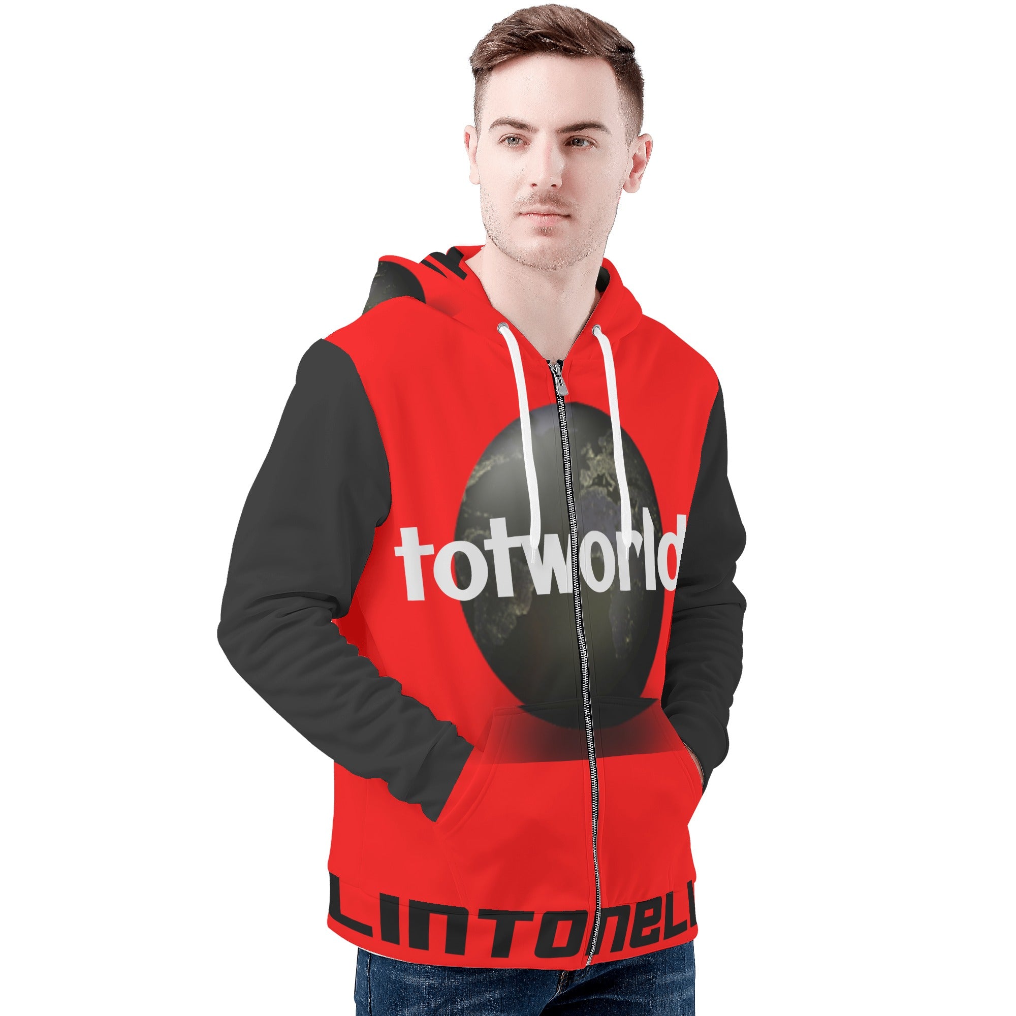 Mens All Over Print Zip Hoodie