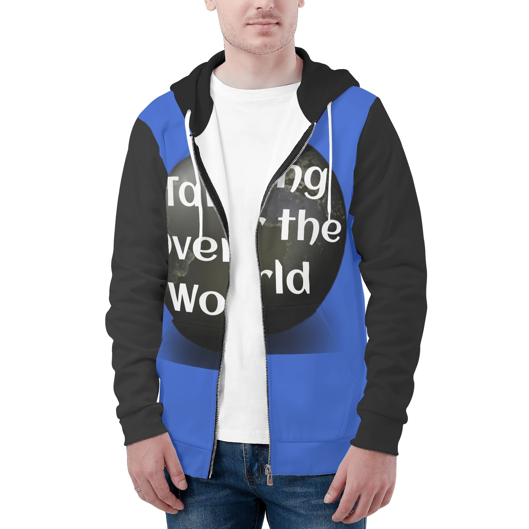 Mens All Over Print Zip Hoodie