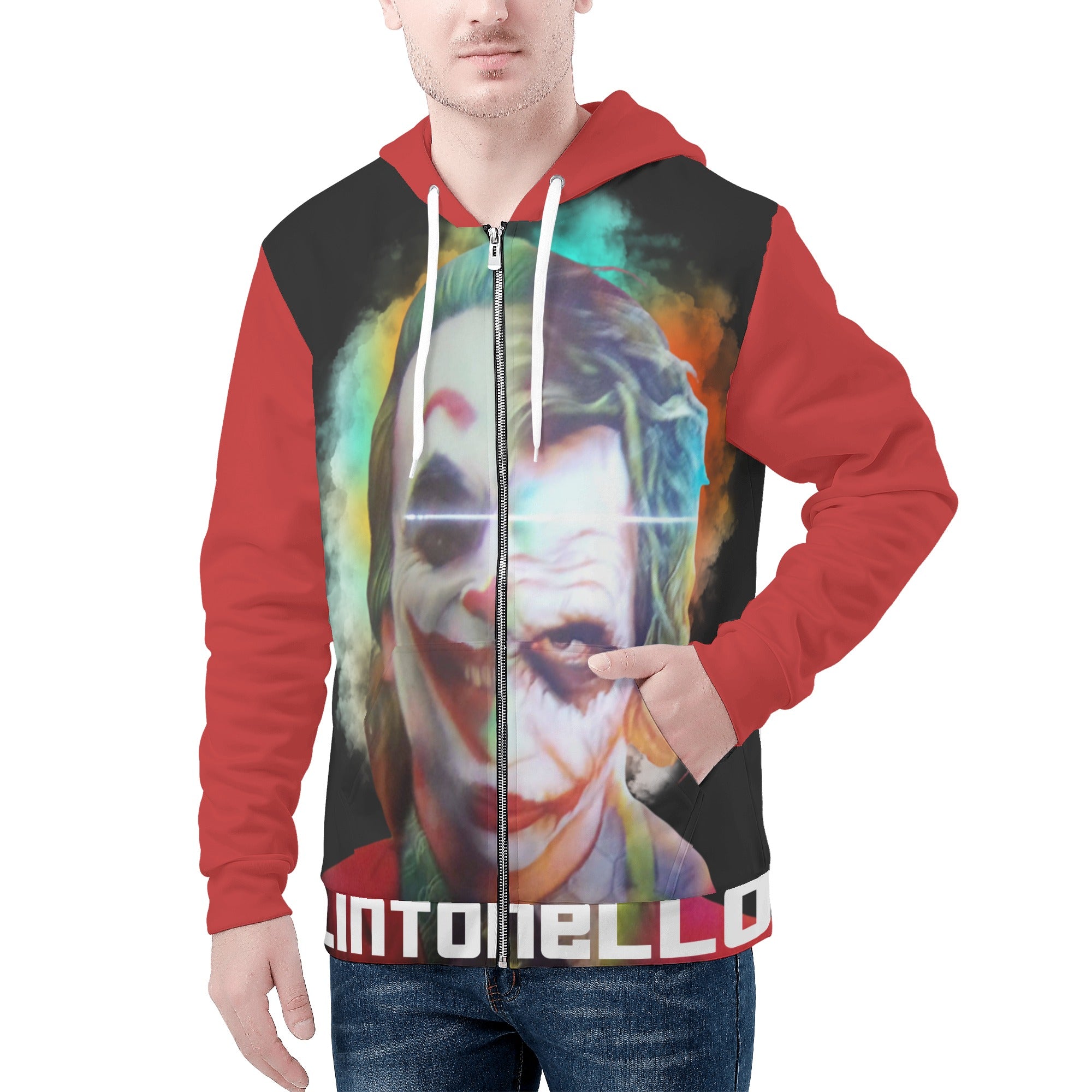Mens All Over Print Zip Hoodie
