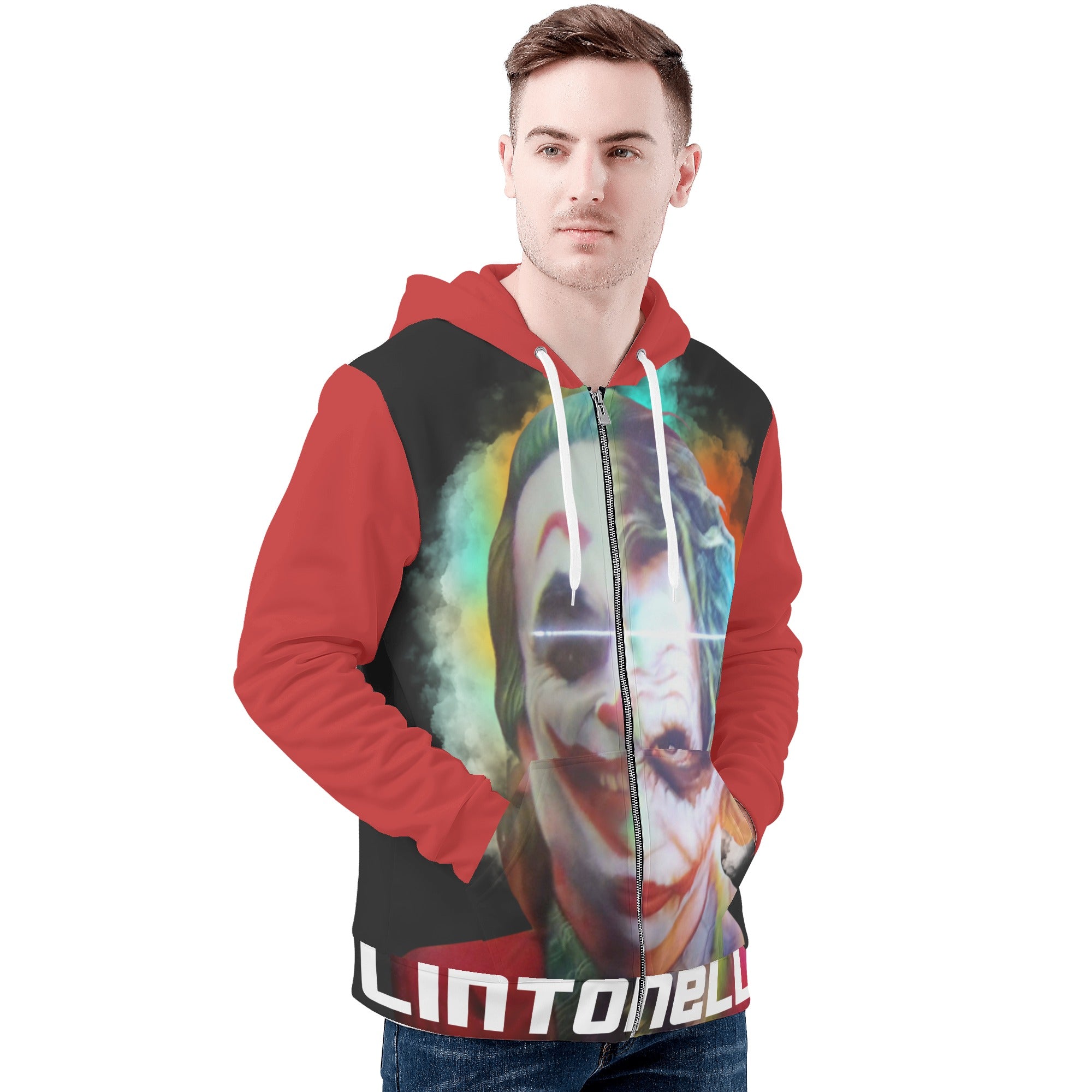 Mens All Over Print Zip Hoodie