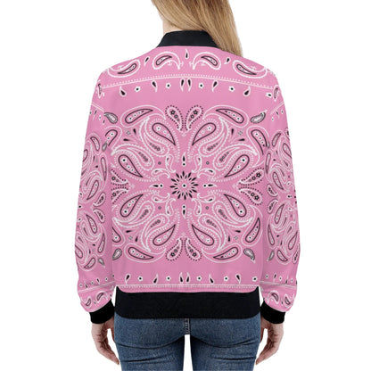 Womens Zip Up Print Bomber Jacket