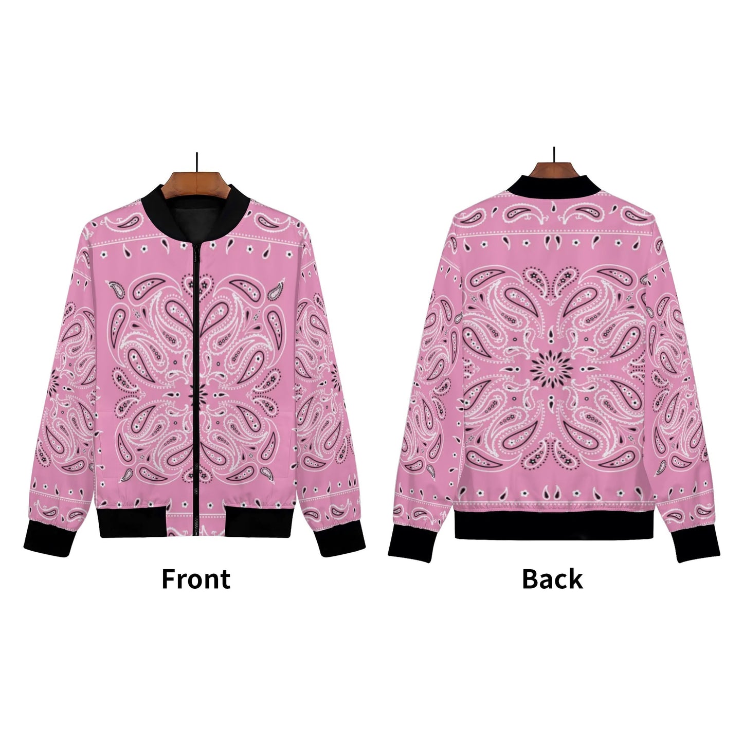 Womens Zip Up Print Bomber Jacket