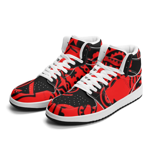 Mens Premium PU Leather High Top Sneakers-V2