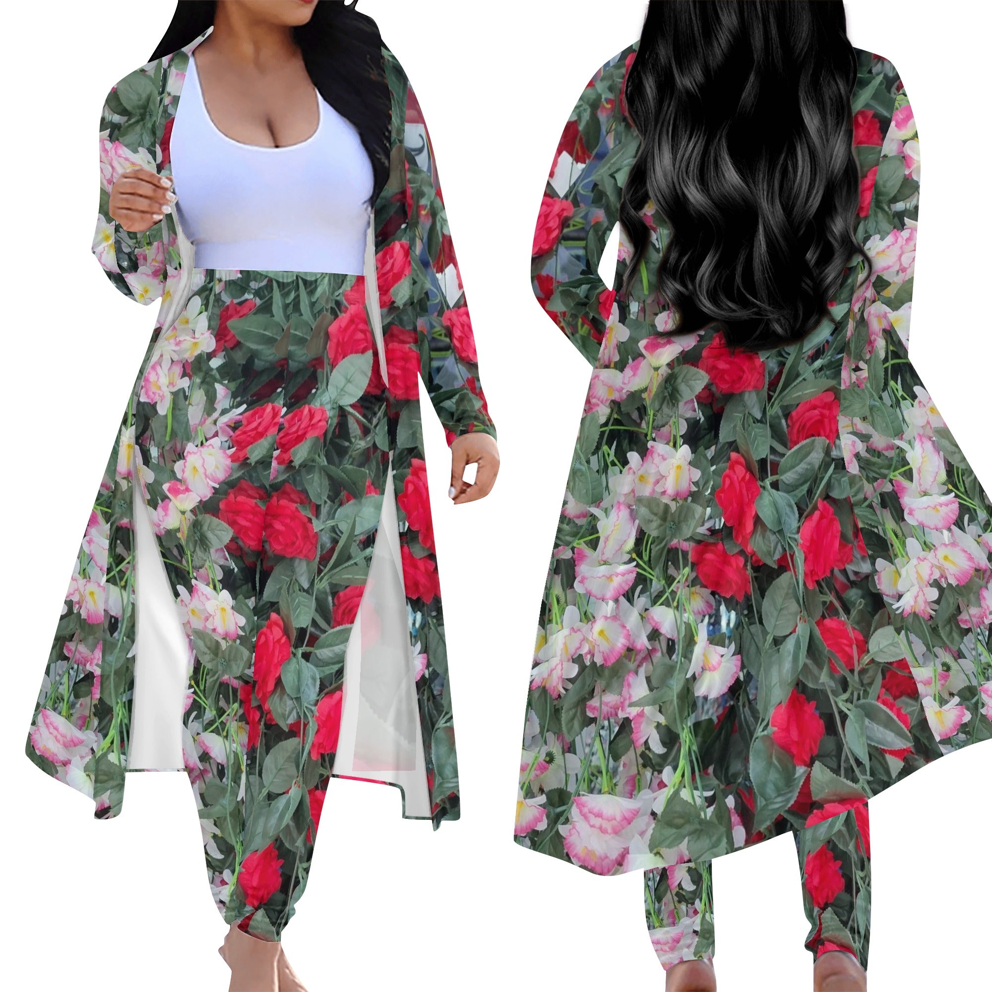 Women's Long Sleeve Cardigan and Leggings 2pcs