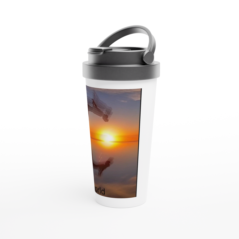 White 15oz Stainless Steel Travel Mug
