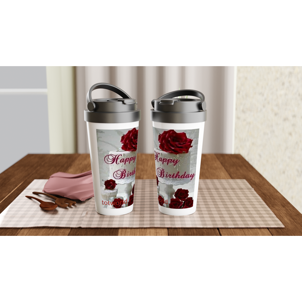 White 15oz Stainless Steel Travel Mug