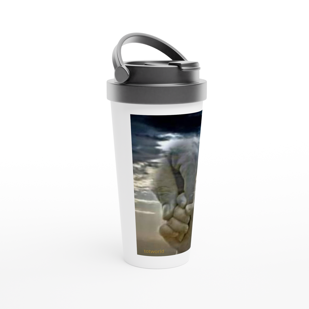 White 15oz Stainless Steel Travel Mug