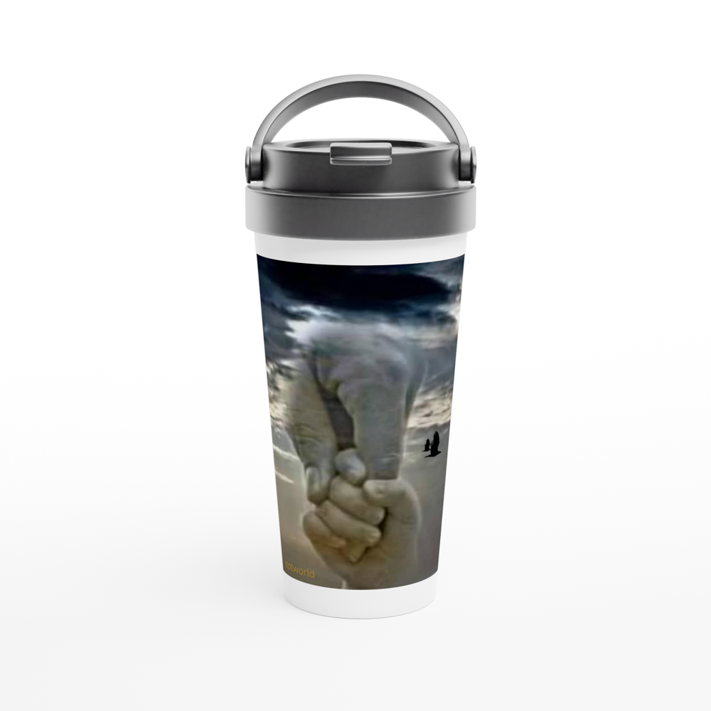 White 15oz Stainless Steel Travel Mug