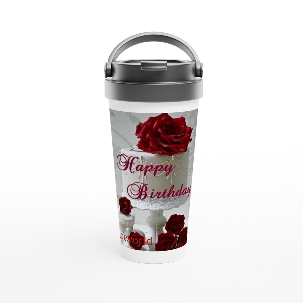 White 15oz Stainless Steel Travel Mug