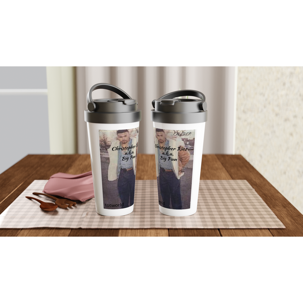White 15oz Stainless Steel Travel Mug