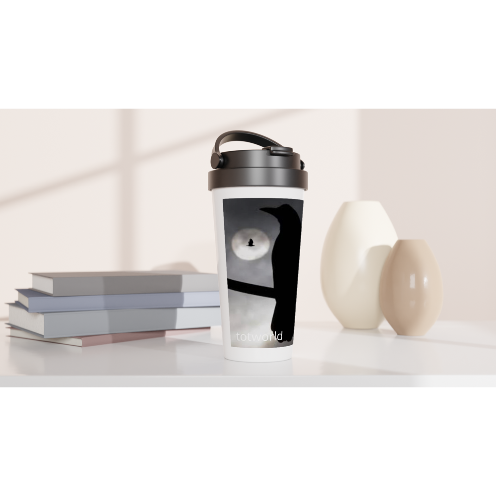 White 15oz Stainless Steel Travel Mug