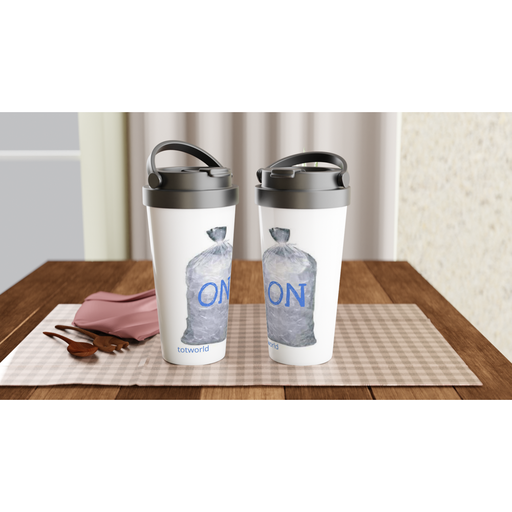 White 15oz Stainless Steel Travel Mug