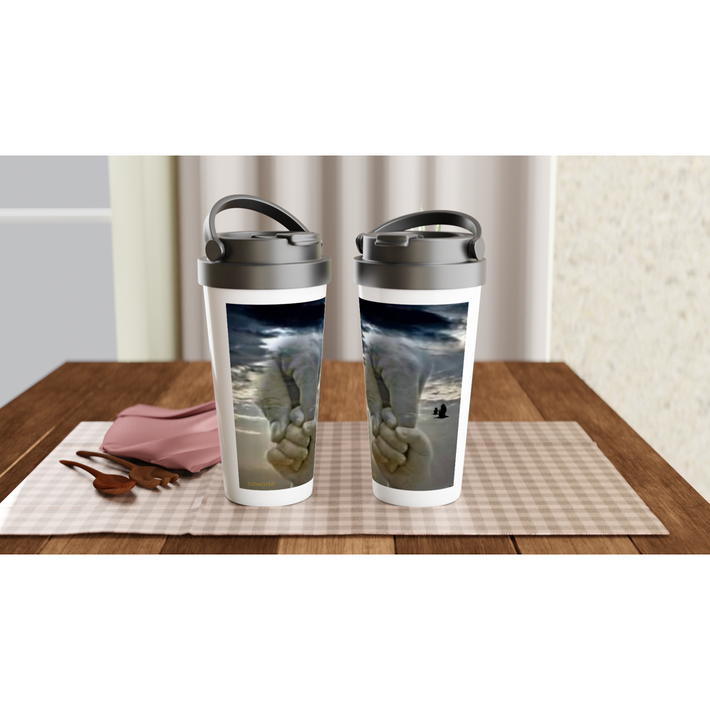 White 15oz Stainless Steel Travel Mug