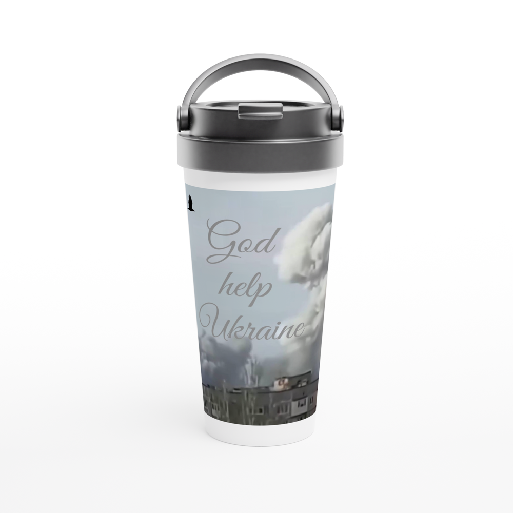 White 15oz Stainless Steel Travel Mug