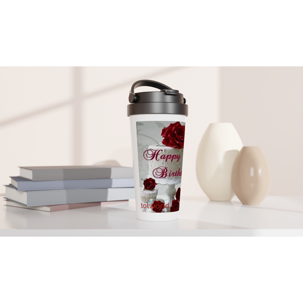 White 15oz Stainless Steel Travel Mug