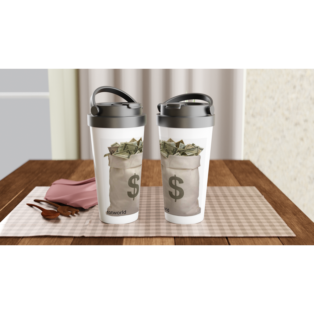 White 15oz Stainless Steel Travel Mug