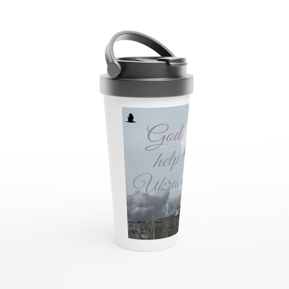 White 15oz Stainless Steel Travel Mug