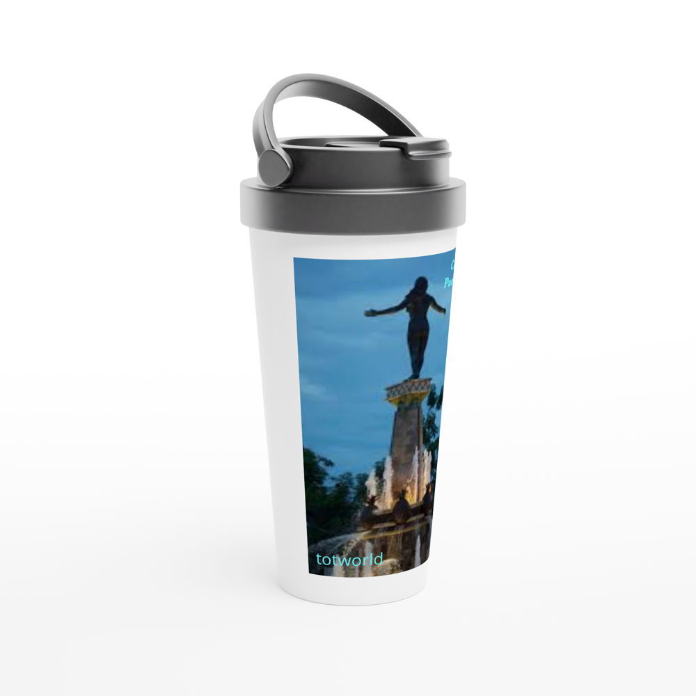 White 15oz Stainless Steel Travel Mug