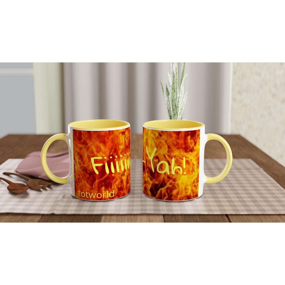 White 11oz Ceramic Mug with Color Inside