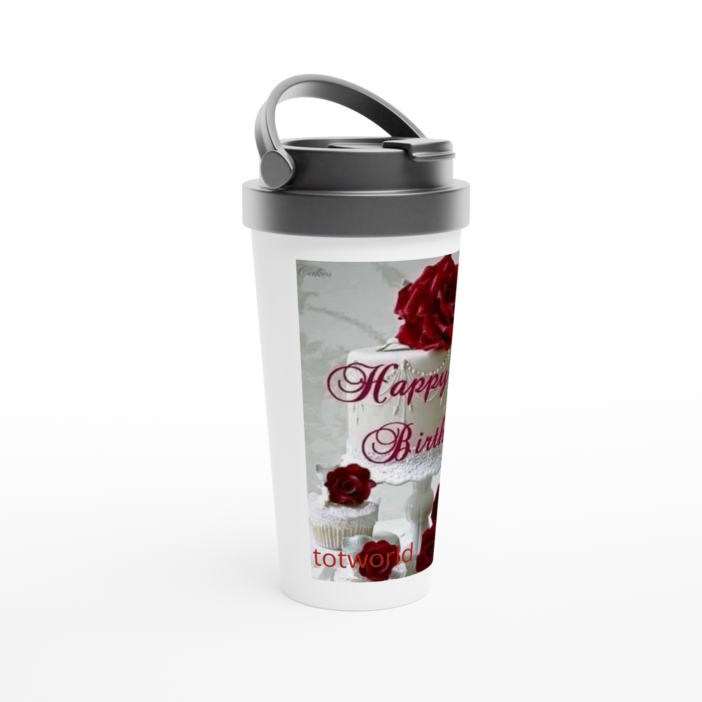 White 15oz Stainless Steel Travel Mug