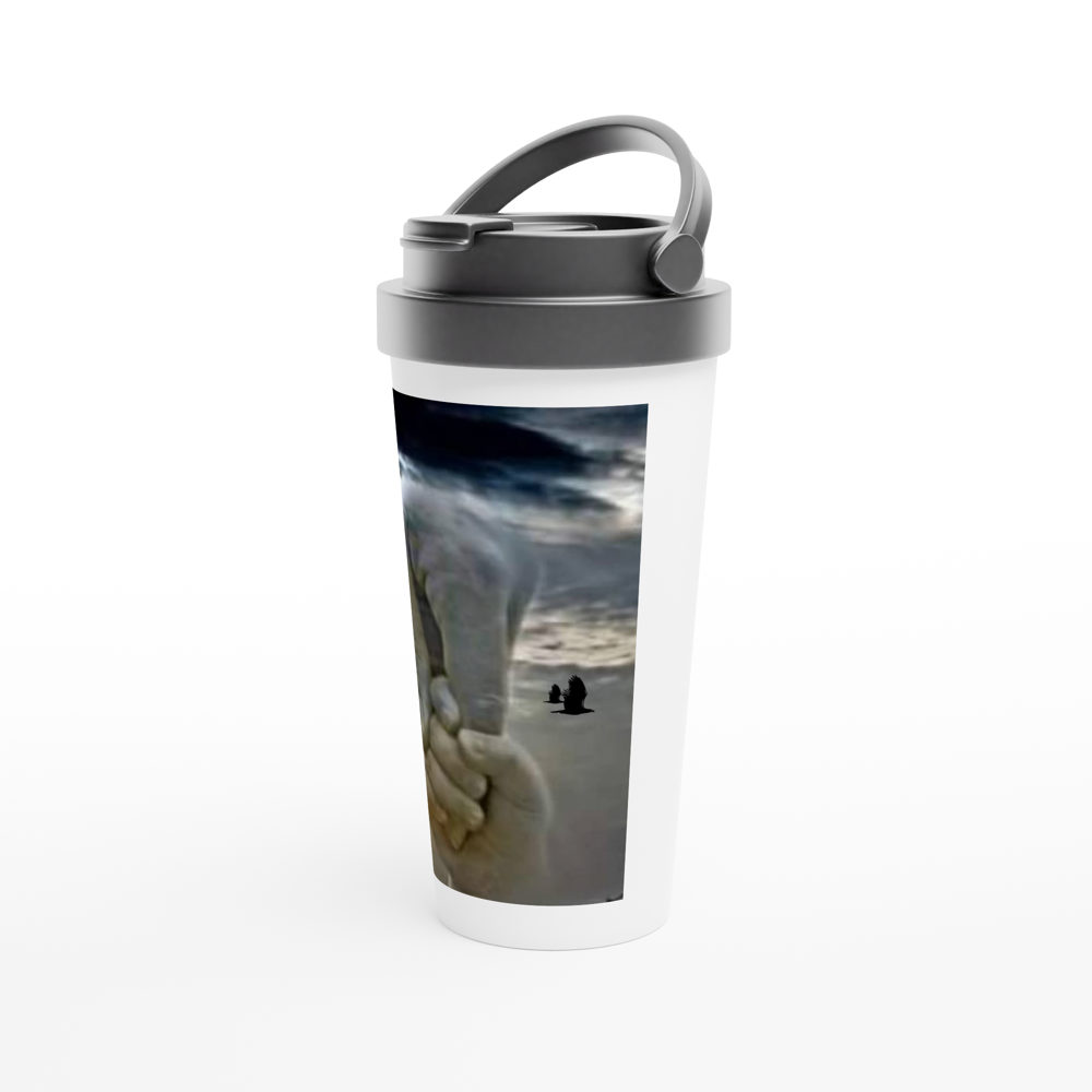 White 15oz Stainless Steel Travel Mug