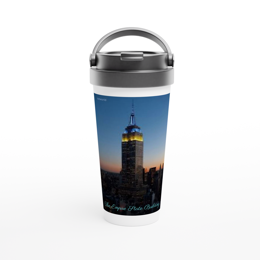 White 15oz Stainless Steel Travel Mug