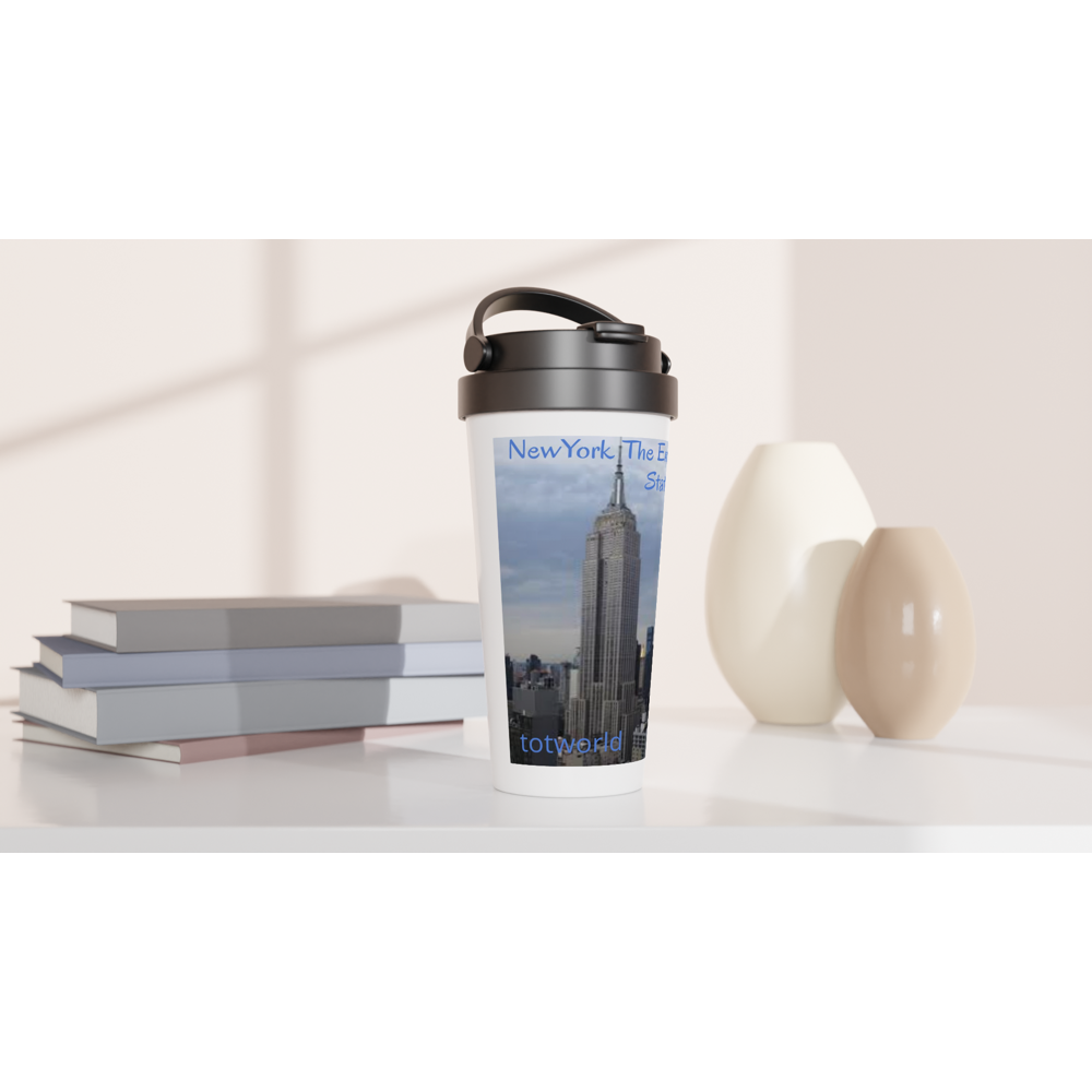 White 15oz Stainless Steel Travel Mug