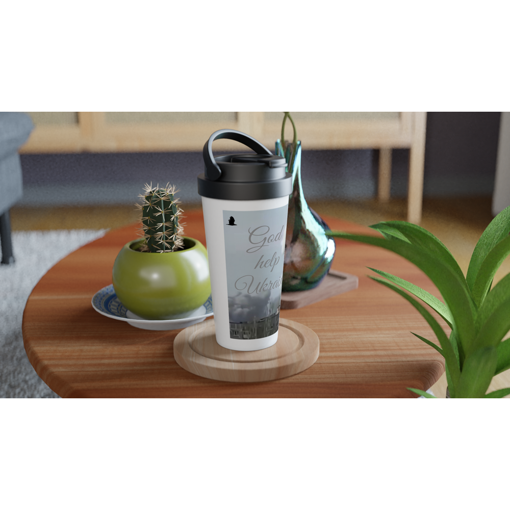 White 15oz Stainless Steel Travel Mug