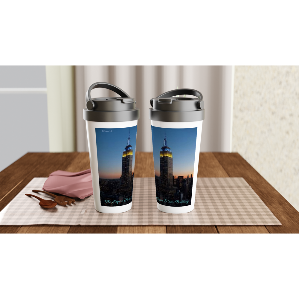 White 15oz Stainless Steel Travel Mug