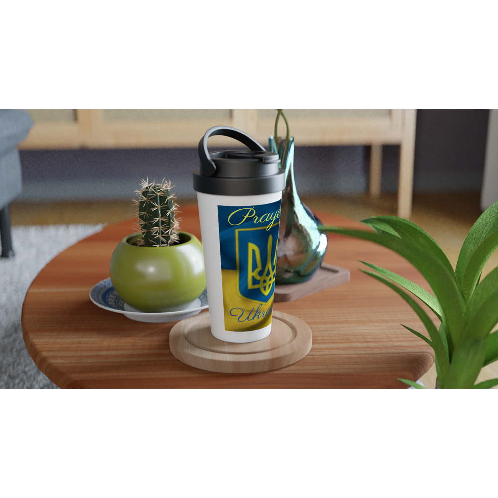 White 15oz Stainless Steel Travel Mug