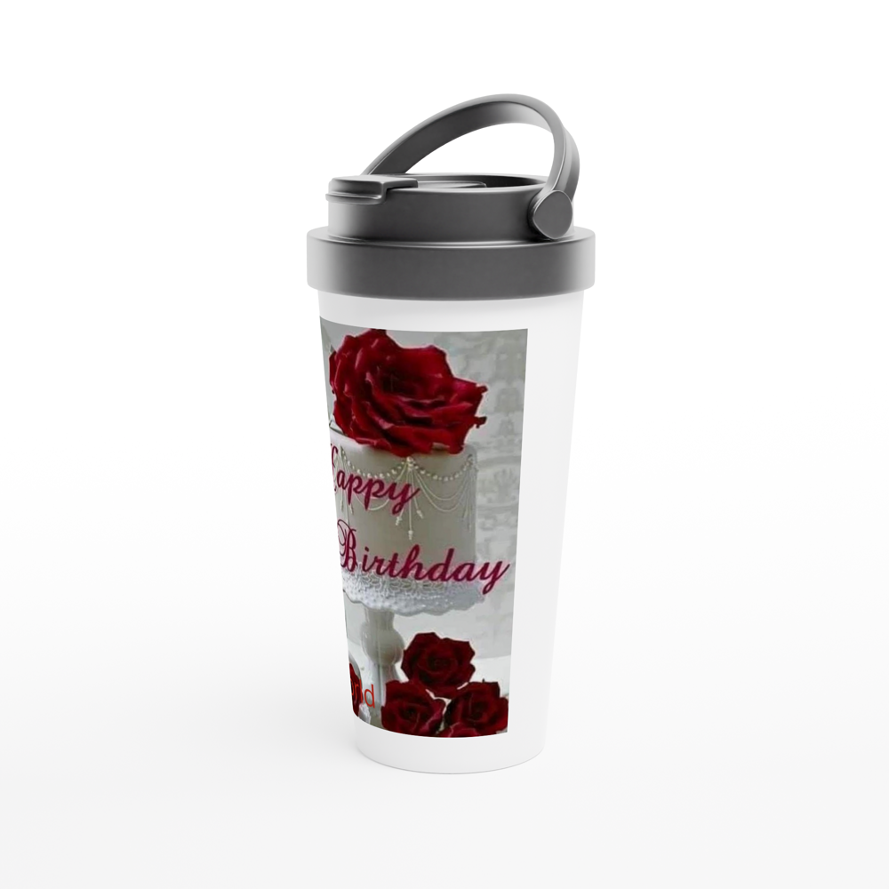White 15oz Stainless Steel Travel Mug
