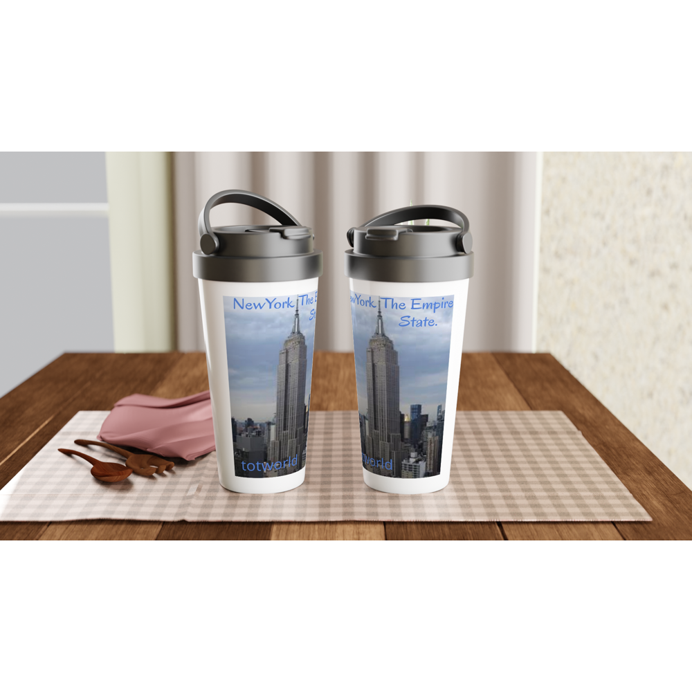 White 15oz Stainless Steel Travel Mug
