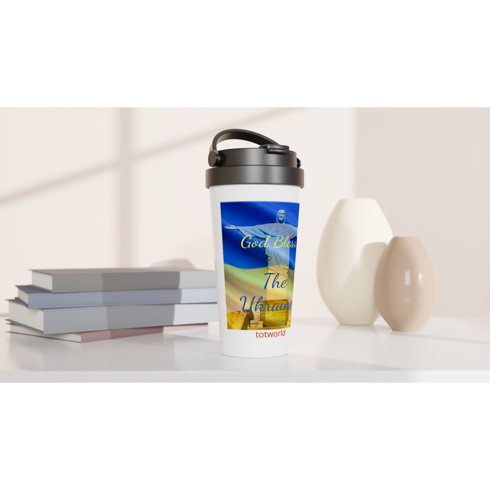 White 15oz Stainless Steel Travel Mug