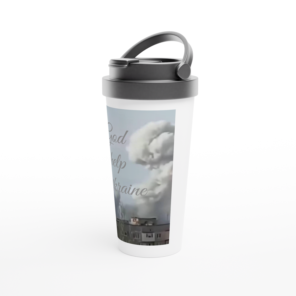 White 15oz Stainless Steel Travel Mug