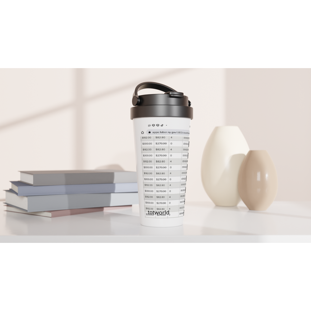 White 15oz Stainless Steel Travel Mug