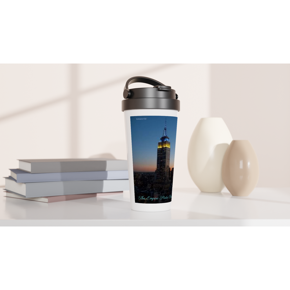 White 15oz Stainless Steel Travel Mug