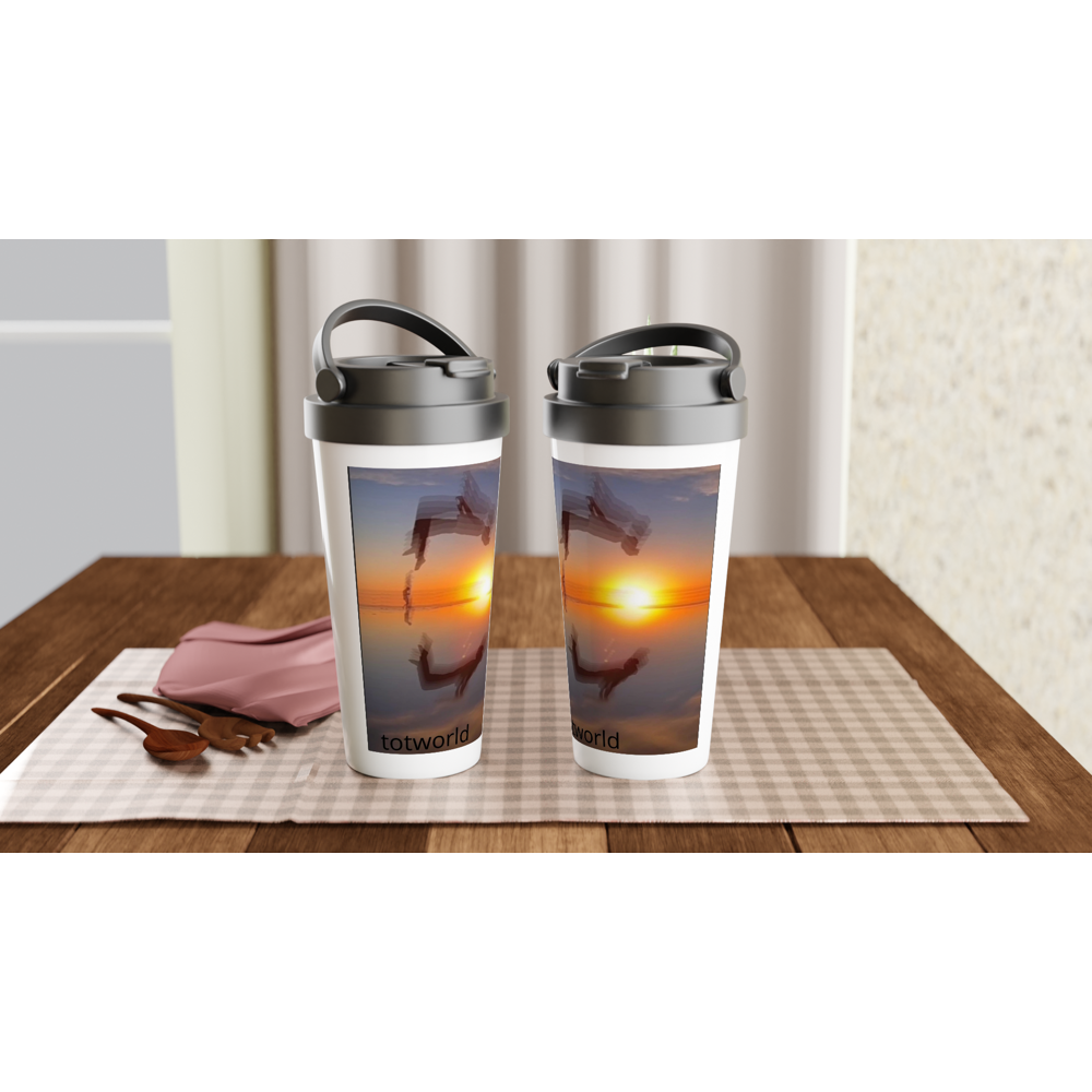 White 15oz Stainless Steel Travel Mug
